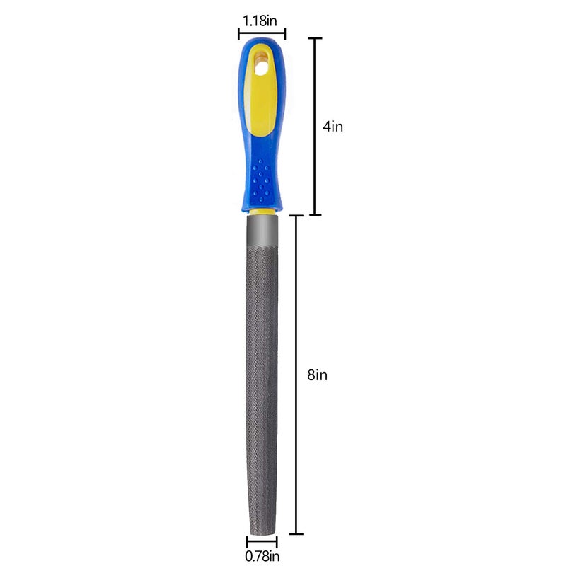 KALIM 8 Inch Half-Round Hand File with High Carbon Hardened Steel, Ergonomic Grip, Plastic Non-Slip Handle â€¦ - Image 2